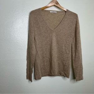 Subtle Luxury 100% Cashmere Neutral Tan V Neck Sweater XS/S